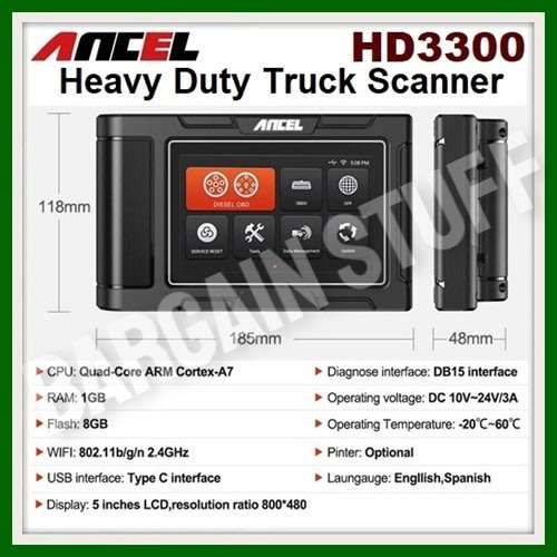 Ancel HD3300 Full System Diesel Truck Diagnostic Scanner