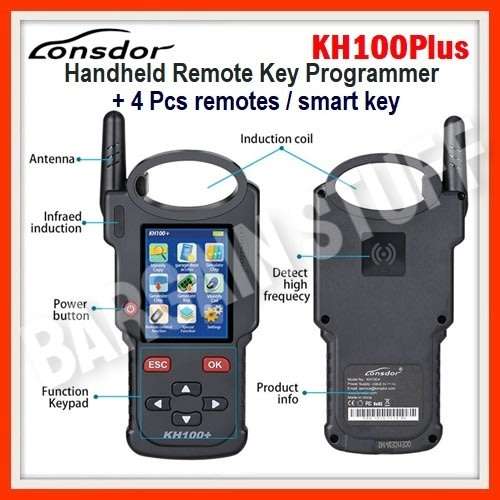 Lonsdor KH100 Plus Hand-Held Remote/Smart Key Programmer with 4 Pcs Remote/Smart keys