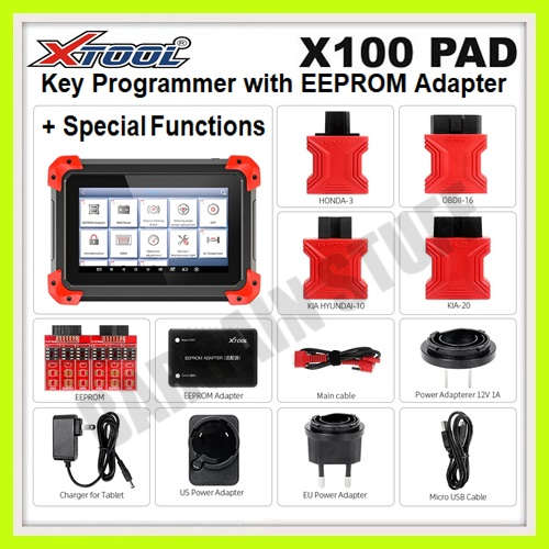 Xtool X100 PAD Tablet Key Programmer with EEPROM Adapter and Special Functions