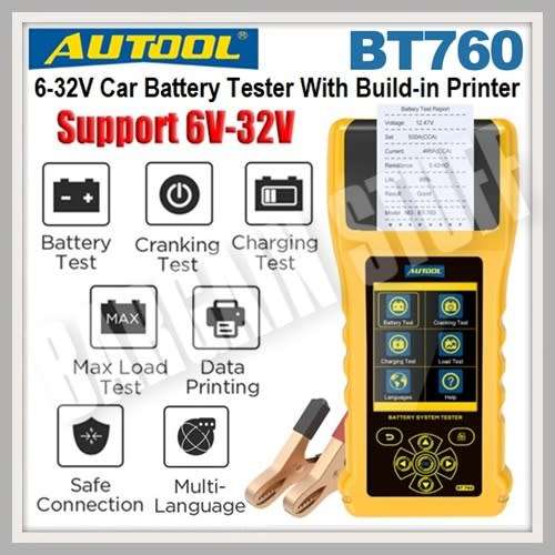 Autool BT760 Battery Tester 6-32V with Build-in Printer & Colour Screen