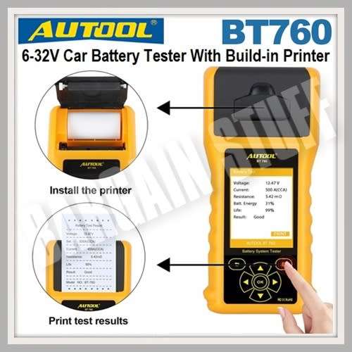 Autool BT760 Battery Tester 6-32V with Build-in Printer & Colour Screen