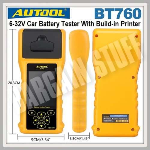 Autool BT760 Battery Tester 6-32V with Build-in Printer & Colour Screen