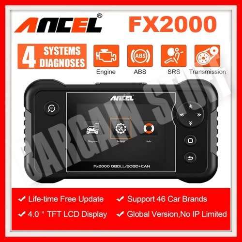 Ancel FX2000 OBDII 4 System Scanner For Engine, ABS, SRS, AT Transmission.