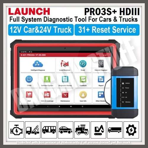 Launch X431 PRO3S+ V2.0 + HDIII Cars and Heavy-Duty Truck Diagnostic Tools 2 Years Free Updates