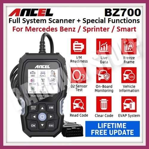 Ancel BZ700 Full System OBDII Scanner With Special Functions for Mercedes Benz / Sprinter / Smart