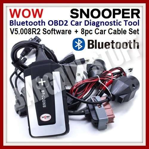 WOW Snooper With V5.008 R2 Software Bluetooth OBD2 Diagnostic Scanner With 8pc Car Cables Set