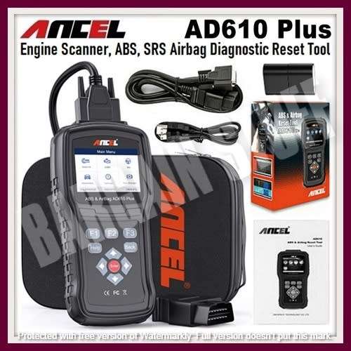 Ancel AD610Plus ABS & Airbag Reset Tool & OBDII Engine Scanner with SAS Calibration