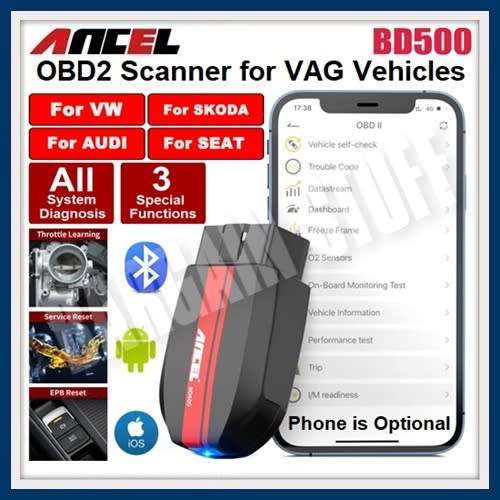 Ancel BD500 All System OBD2 Scanner Compatible for VW, Audi, Seat, Skoda Dongle