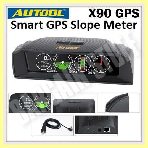 Autool X90 GPS Slope Meter Inclinometer Car Compass HUD Pitch Tilt Angle Protractor