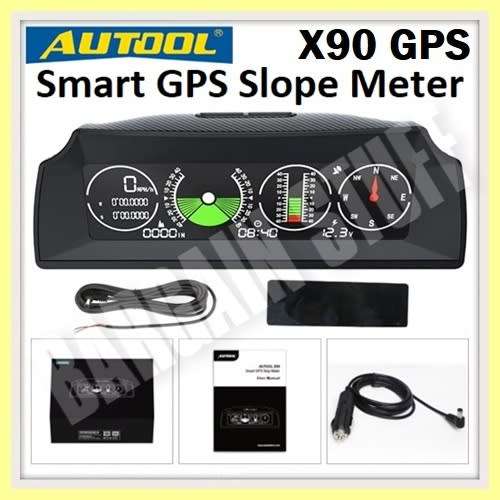 Autool X90 GPS Slope Meter Inclinometer Car Compass HUD Pitch Tilt Angle Protractor