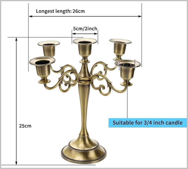 Candelabra Vintage Design Moroccan Style Metal 5-head Candle Holder