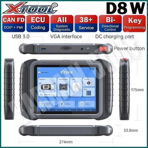 XTool D8W Bluetooth Diagnostic Tool With Special Functions, Bi-Directional Control & Key Programming