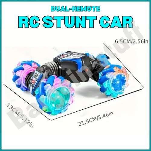 Remote Control Stunt Car with Double Remote Control Off-road Climbing Four-wheel Drive Blue & Black