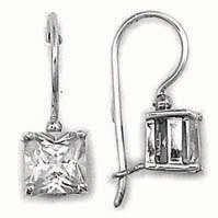 Sterling Silver Square Cut French Hook Earrings
