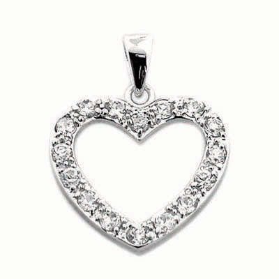Sterling Silver CZ Heart Pendant