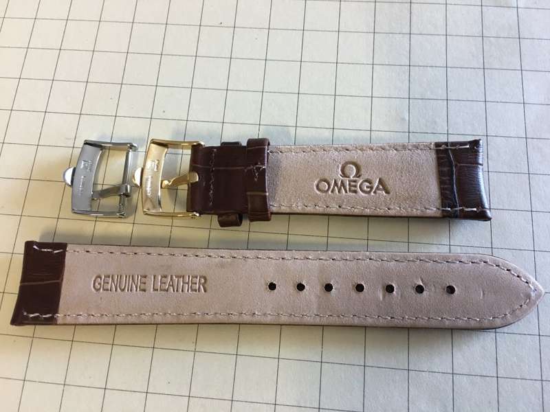 Omega 20mm leather gents watch strap - extra buckle included
