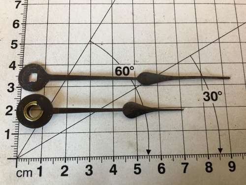 Blued clock hands