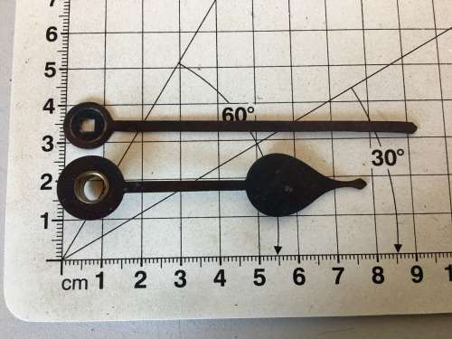Blued clock hands