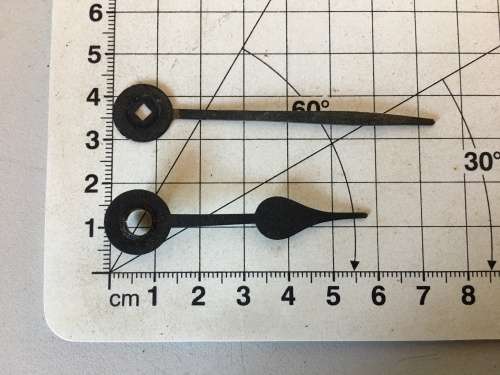 Blued clock hands