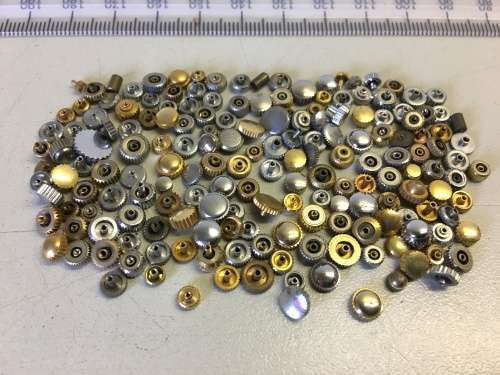 30 grams assorted used watch crowns - 120+ pieces