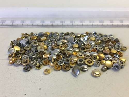 30 grams assorted used watch crowns - 120+ pieces