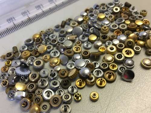 30 grams assorted used watch crowns - 120+ pieces