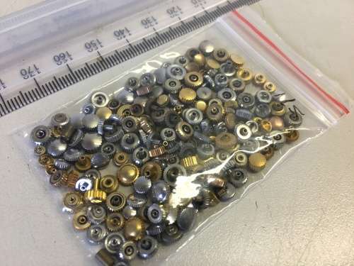 30 grams assorted used watch crowns - 120+ pieces