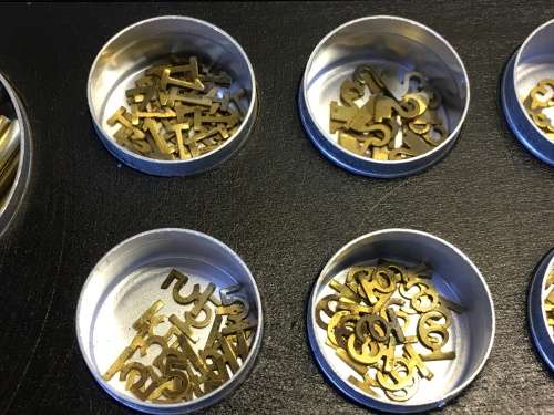 Brass clock numerals & hours markers