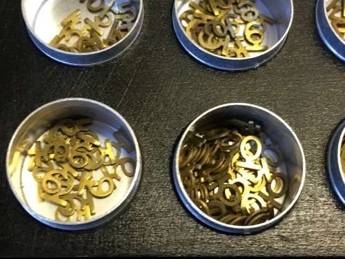 Brass clock numerals & hours markers