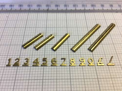 Brass clock numerals & hours markers