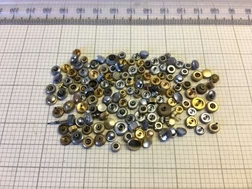 30 grams assorted used watch crowns - 120+ pieces - #11
