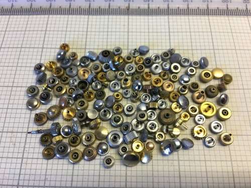 30 grams assorted used watch crowns - 120+ pieces - #11