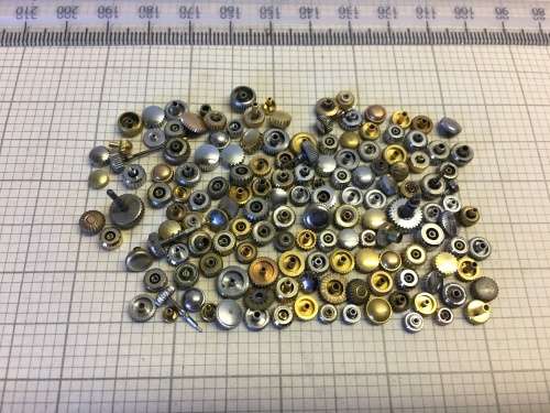 30 grams assorted used watch crowns - 120+ pieces - #12