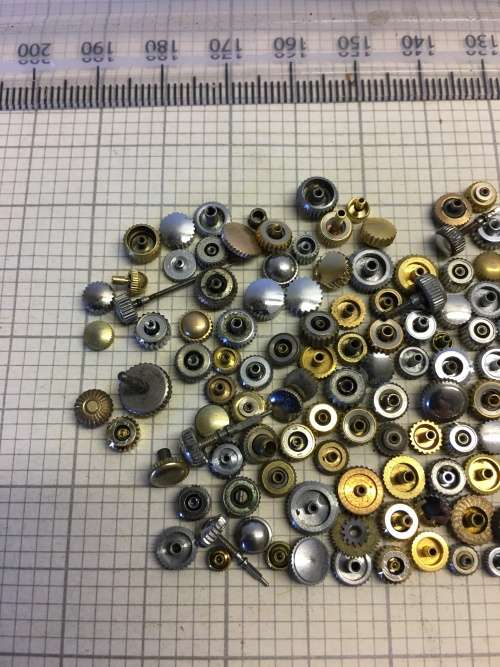 30 grams assorted used watch crowns - 120+ pieces - #12