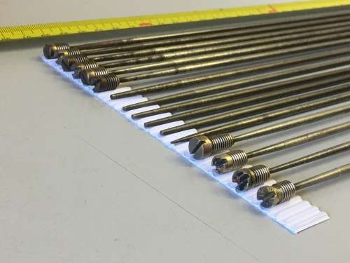 Blued steel chime rods for grandfather clock - 16 pieces