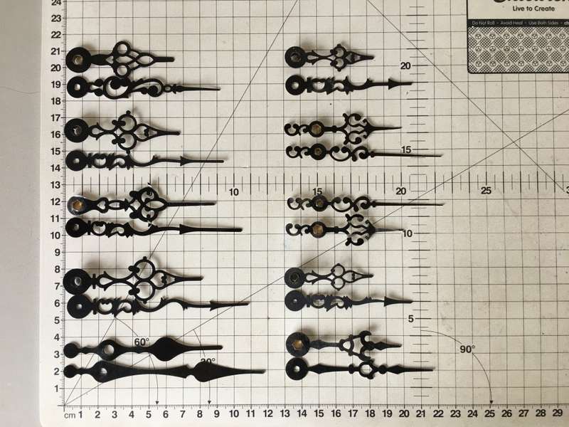 Hour & minute hands for quartz clock - 10 sets - black #1