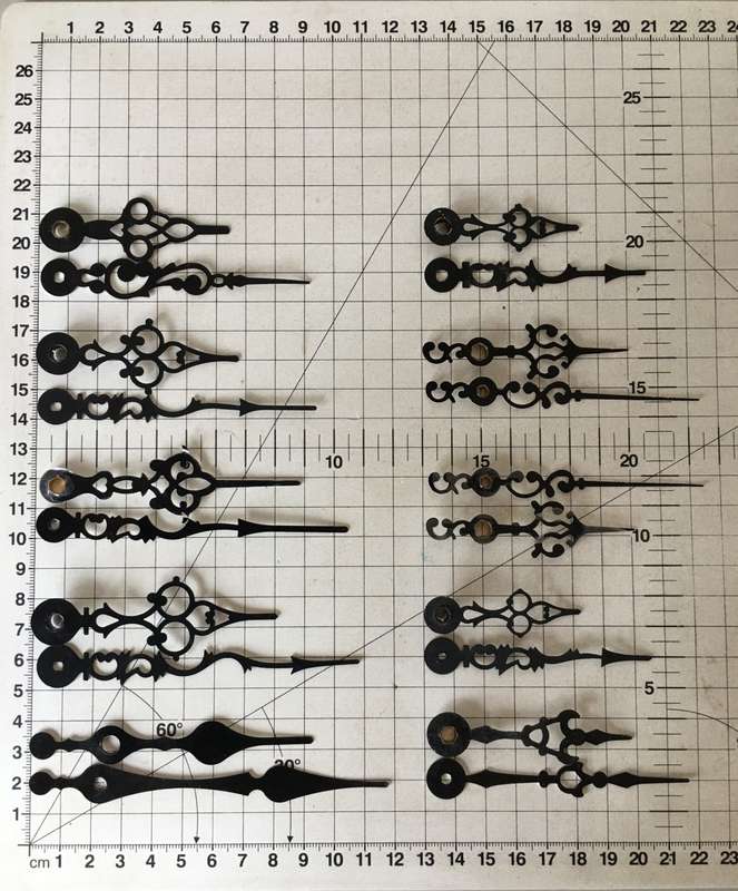 Hour & minute hands for quartz clock - 10 sets - black #1