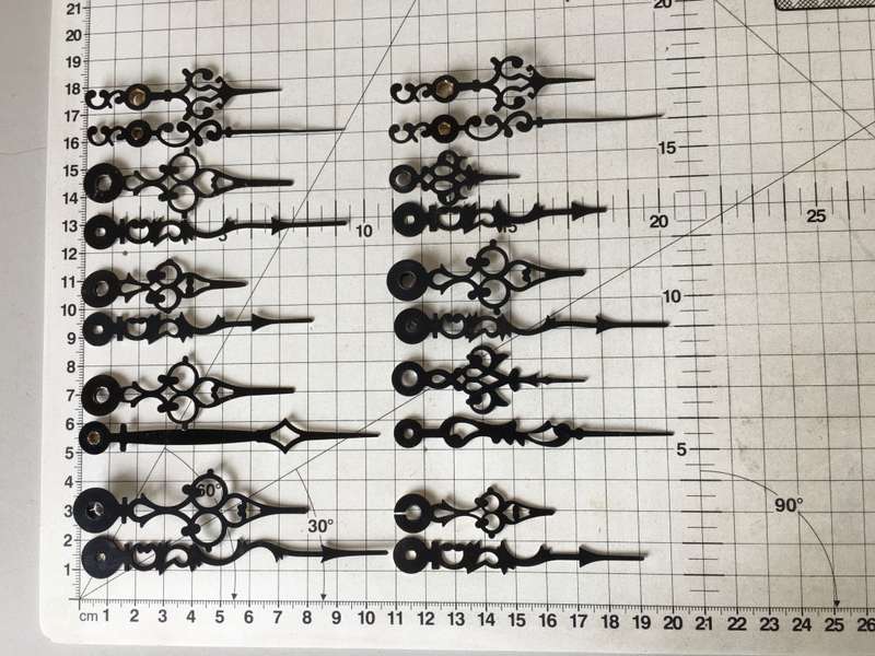 Hour & minute hands for quartz clock - 10 sets - black #2