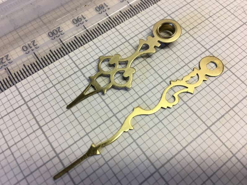 Small brass hour & minute hands for clock #26