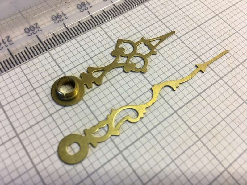 Small brass hour & minute hands for clock #26