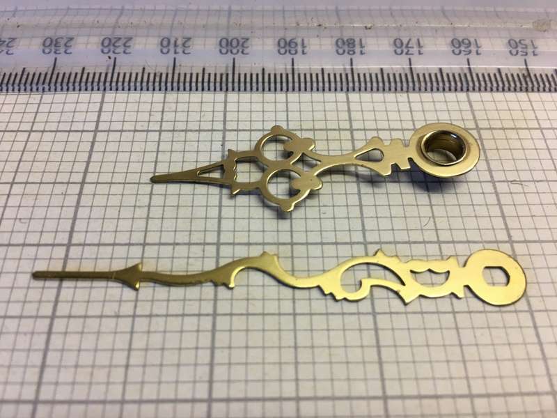 Small brass hour & minute hands for clock #26