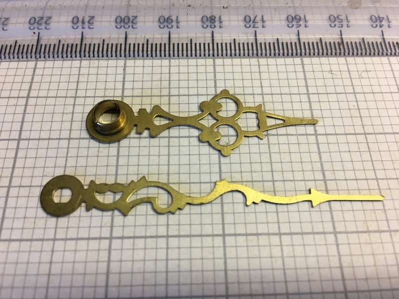 Small brass hour & minute hands for clock #26