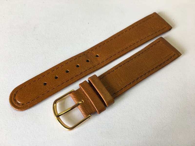 18mm light brown leather watch strap