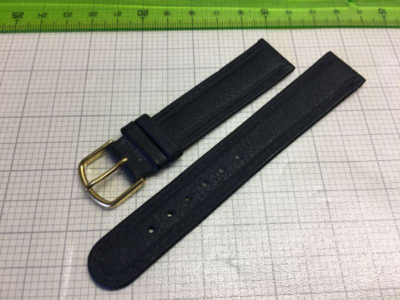 18mm black leather watch strap