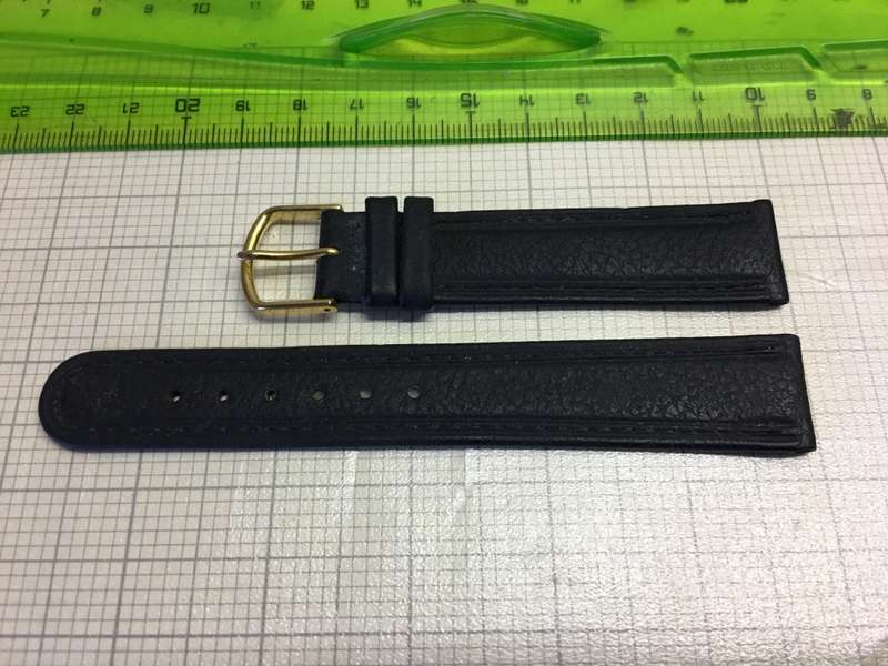 18mm black leather watch strap