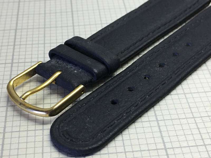 18mm black leather watch strap