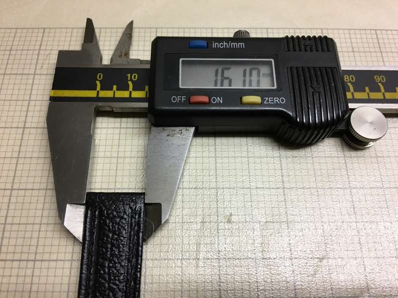 16mm black leather watch strap - stainless steel buckle