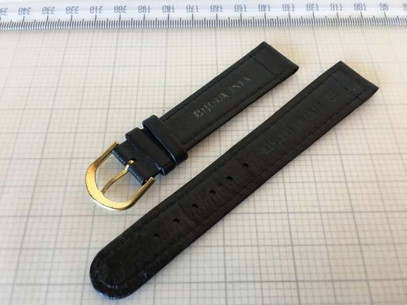 18mm black leather watch strap - 2
