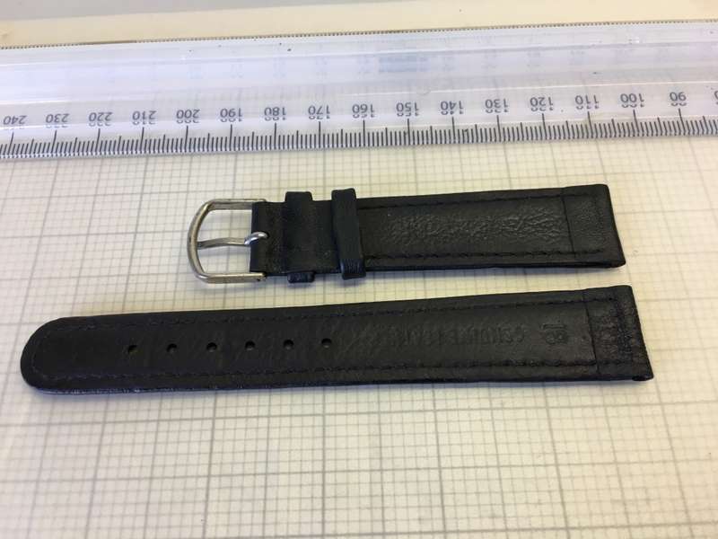 18mm black leather watch strap - 4