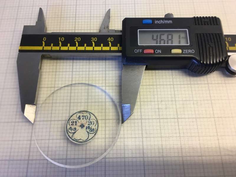 47.0mm pocket watch crystal- flat